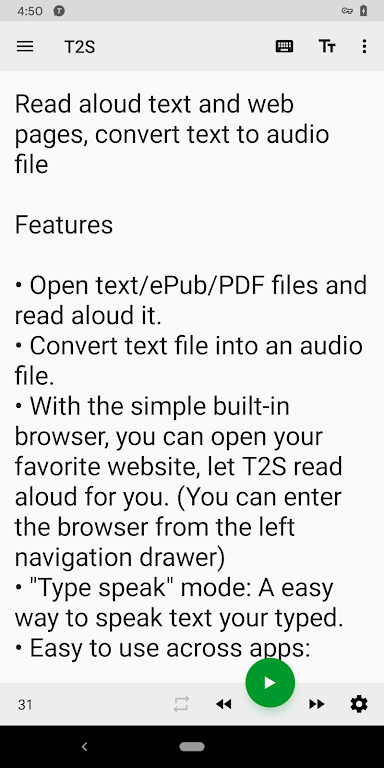 T2S: Text to Voice/Read Aloud Screenshot 0