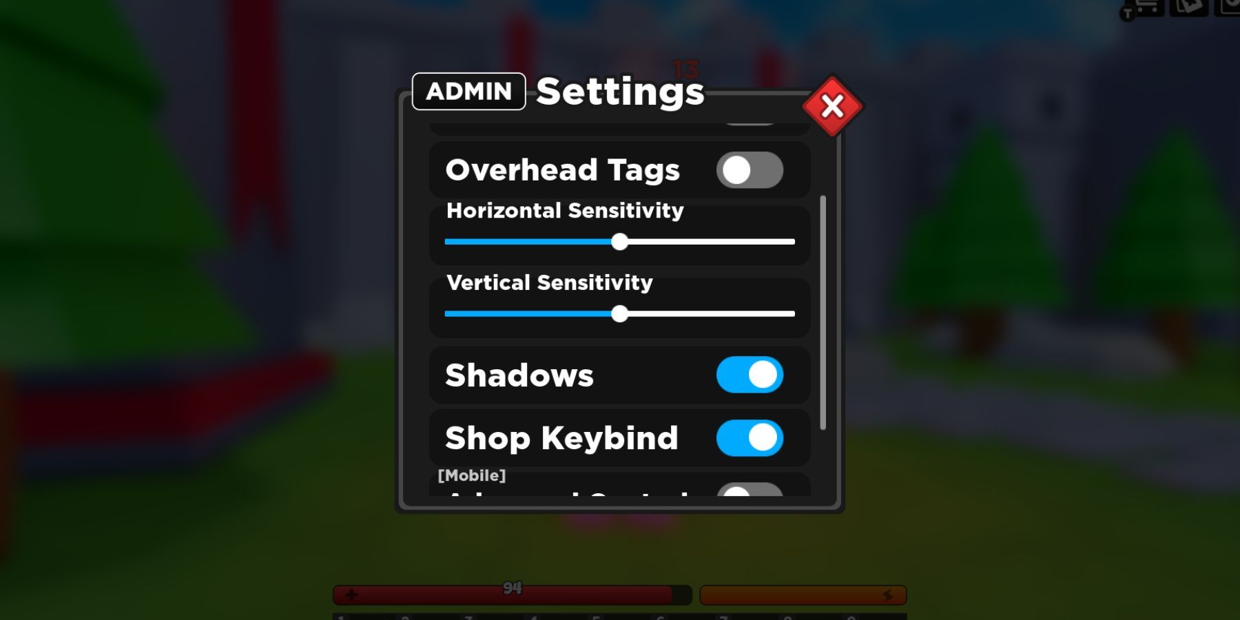 Sensitivity Settings