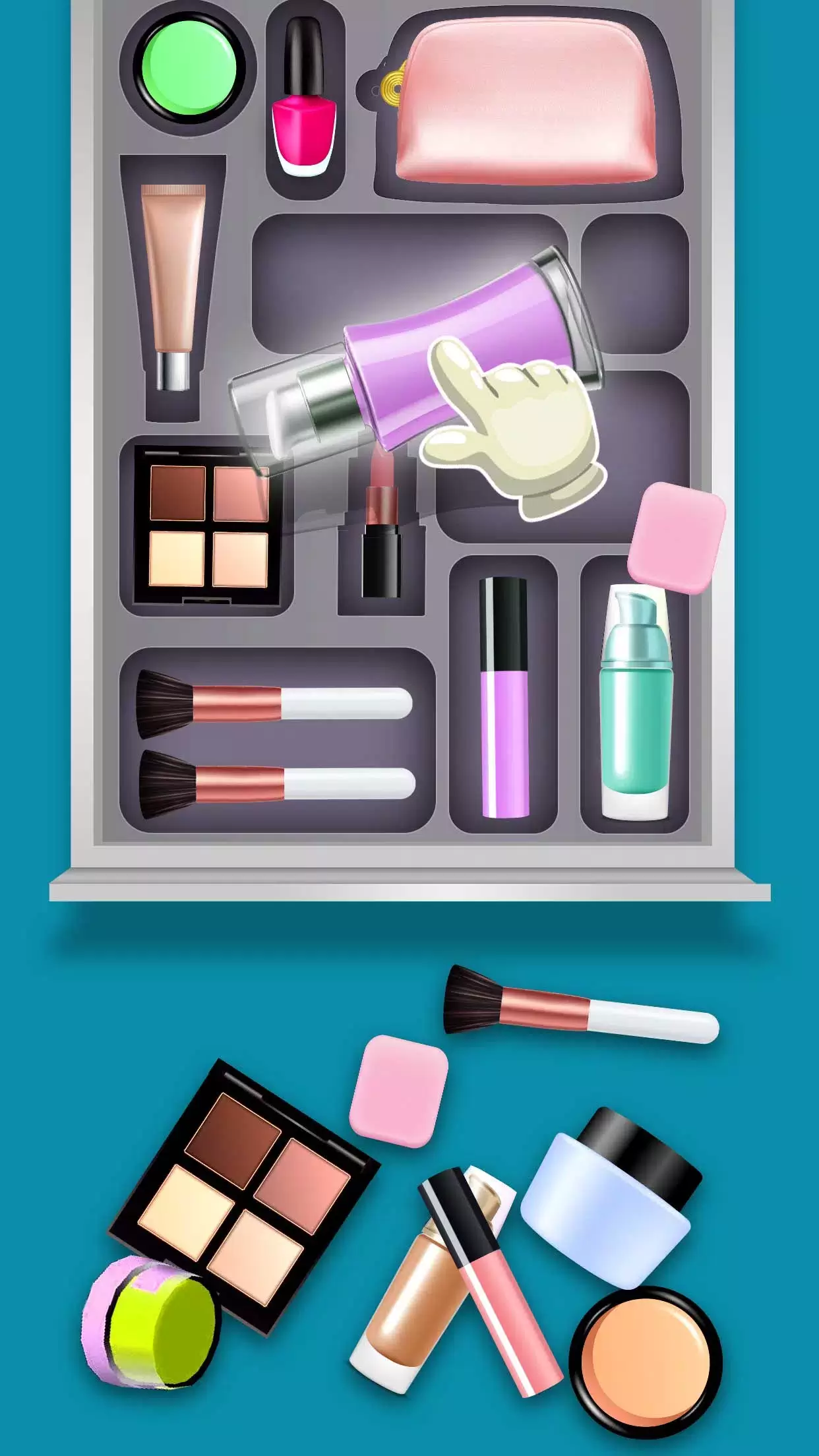 Fill the Makeup Organizer Game スクリーンショット 1