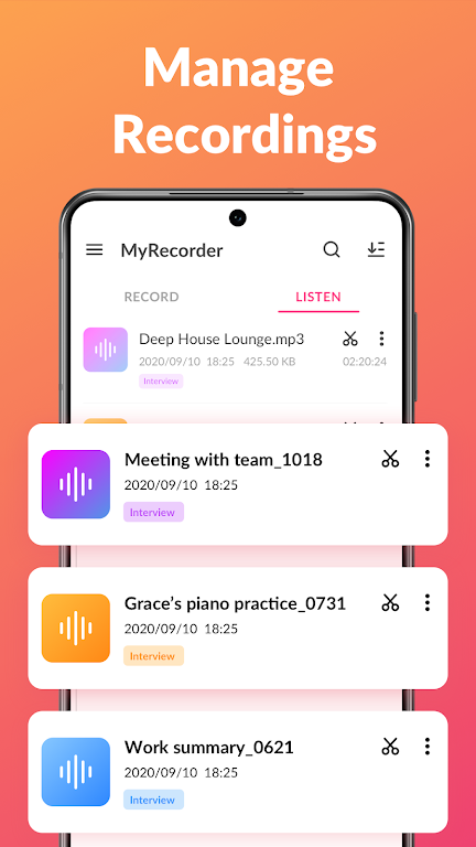 Voice Recorder & Voice Memos Mod ဖန်သားပြင်ဓာတ်ပုံ 3