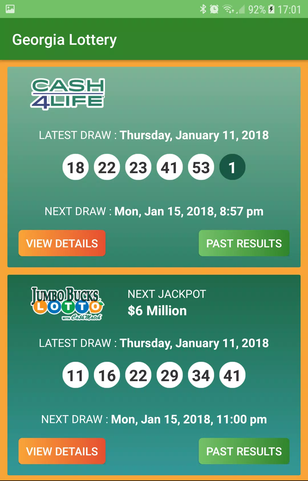 Georgia Lottery Results Screenshot 1